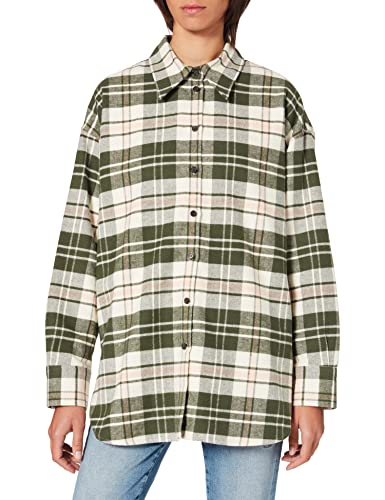 Seidensticker Bluzka damska - modna bluzka - Regular Fit - Kołnierz koszuli - Długi rękaw - Mieszanka bawełny, zielony, 42