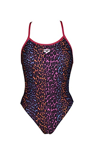 ARENA Damski kostium kąpielowy z nadrukiem Booster Back MaxLife One Piece Athletic Training Swimsuit, Animal Stripe Freak Rose, 36 PL