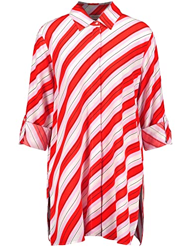 Gerry Weber Damska bluzka w paski, długa bluzka z mankietami, z długim rękawem, długa bluzka w paski, ecru/biały/czerwony/pomarańczowy, 38