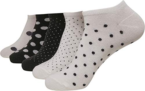 Urban Classics Skarpety unisex No Show Dots, 5 sztuk, krótkie skarpety do sneakersów dla mężczyzn i kobiet, dostępne w 3 kolorach, rozmiary 35-42, biały/czarny, 42 EU