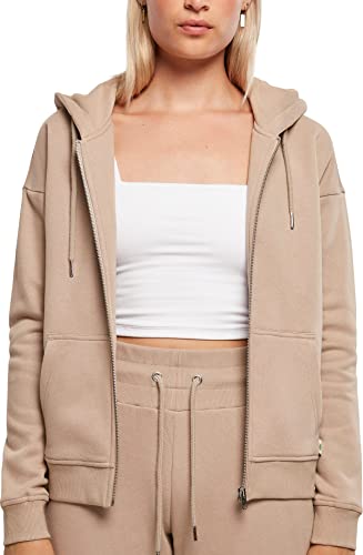 Urban Classics Damska bluza z kapturem Ladies Organic Terry Zip Hoody, miękka taupe, XL