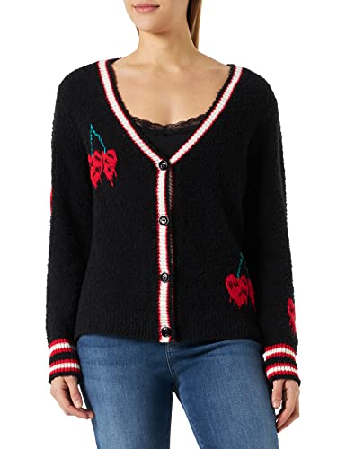 Pinko Damski kardigan Realgar ECO Cotone in Henley, ZR3_Mult.Nero/Rosso, M, Zr3_mult.nero/Rosso, M