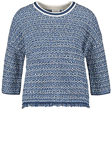 Gerry Weber Sweter damski 171030-35710, niebieski/ecru/biały, wzór, 34, Niebieski/ecru/biały wzór, 34
