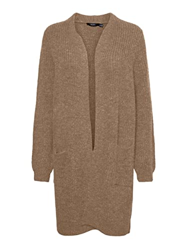 bestseller a/s Damski kardigan VMJACA LS Open Cardigan NOOS z dzianiny, Sepia Tint/szczegóły: W. melanż, XS