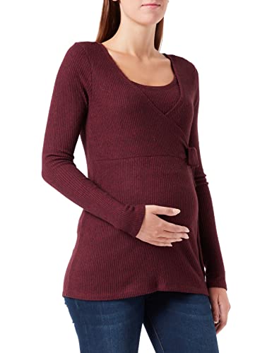Noppies Maternity Top Seymour Nursing Long Sleeve T-Shirt, Tawny Port-P281, M