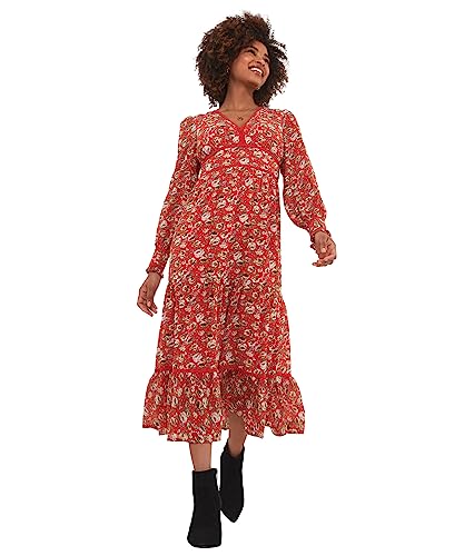 Joe Browns Damska sukienka midi w stylu vintage Ditsy w kwiaty, pomarańczowa, 10, pomarańczowy, 36