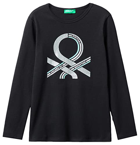 United Colors of Benetton Koszulka dziewczęca z krótkim rękawem, Nero 100, S