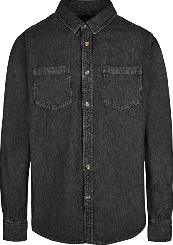 Build Your Brand Męska koszula dżinsowa, Black washed, XL