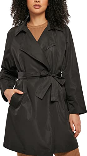 Urban Classics Damski płaszcz damski, marszczony nylon, minimalny trencz, kurtka dla kobiet z nylonu, luźny krój, rozmiary XS - 5XL, czarny, 4XL