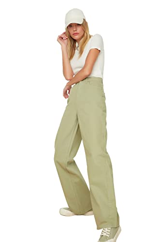 Jeansy damskie Trendyol Mint High Wade Leg, Mięta, 36