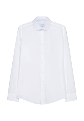 Seidensticker Męska koszula biznesowa, ekstra slim fit, nie wymaga prasowania, kołnierz Kent, długi rękaw, 100% bawełna, biały, 37