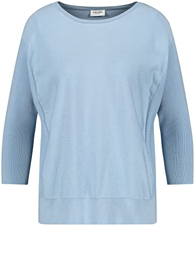 Gerry Weber Damski sweter z dzianiny strukturalnej, długi rękaw, okrągły dekolt, jednokolorowy, Sky, 40