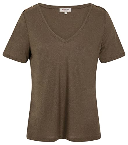 Morgan Damska koszulka z krótkim rękawem z ornamentami DANIC Medium Khaki TXL, Organiczny, XL