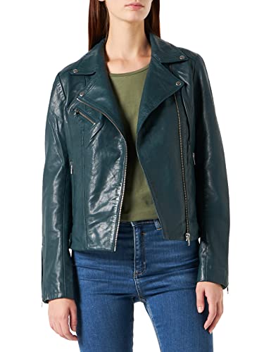 Skórzana kurtka damska Naf Naf, Zielony, 34