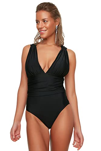 Trendyol Damski kostium kąpielowy ze szczegółami w gorsetie One Piece Swimsuit, czarny, 38