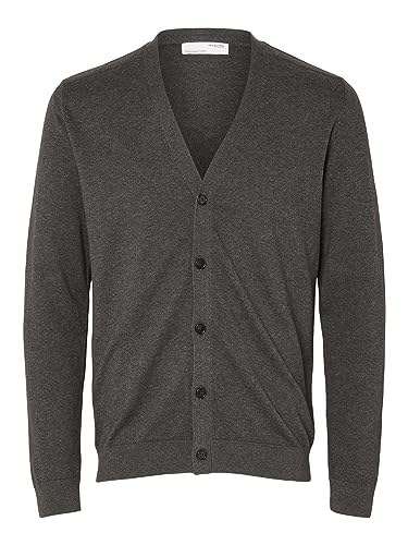 SELETED HOMME SLHBERG LS Knit V-Neck kardigan NOOS, Antracyt/szczegóły: melanż, L