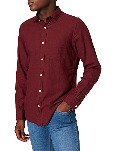 Springfield WF Solid Frannel Melange Casual Koszula męska, Czerwony zakres 69, S