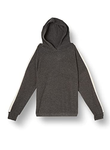 ONLY Women's ONLULDA L/S Stripe Hood TOP JRS sweter, Dark Grey Melange/Szczegóły: Melange W Pumice, S, Dark Grey Melange/Szczegóły: melanż W Pumice, S