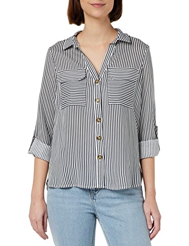 VERO MODA Koszula damska VMBUMPY L/S Shirt New NOOS PTT, Snow White/Stripes:india Ink, L Maly