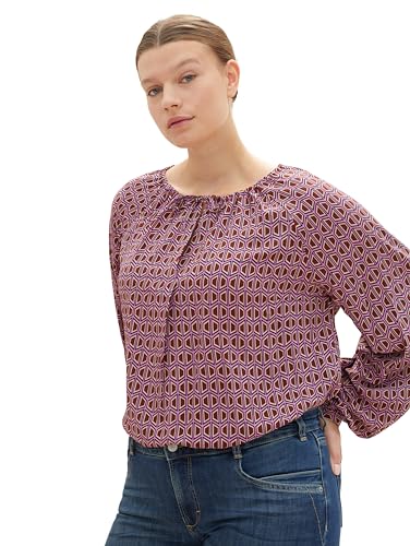 TOM TAILOR Damska bluzka plus size, 33989 - Brązowy nadruk geometryczny, 50