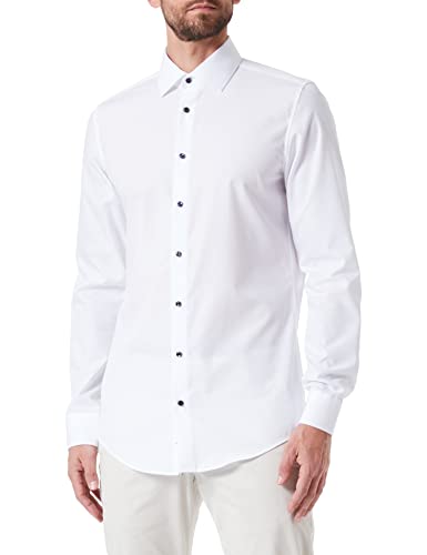 Seidensticker Męska koszula z krótkim rękawem, krój slim fit, biała, rozmiar 39, biały, 39