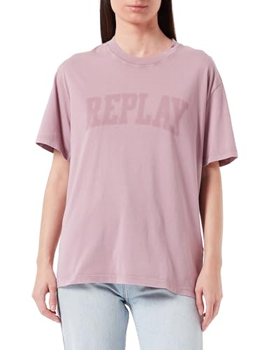 Replay T-shirt damski regular fit, 465 Powder Rose, XL