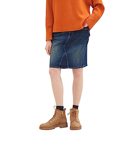 TOM TAILOR Damska spódnica dżinsowa z rozcięciem, 10113-clean Mid Stone Blue Denim, 34