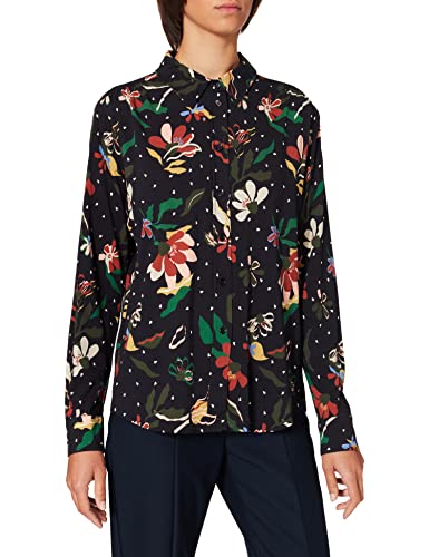 Seidensticker Bluzka damska - płynna bluzka koszulowa - Regular Fit - długi rękaw - mieszanka wiskozy, Black Print, 36