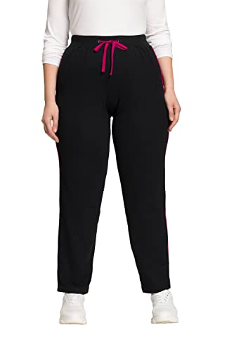 Ulla Popken Damskie spodnie do biegania, z paskami bocznymi, czarny, 42-44 duże rozmiary