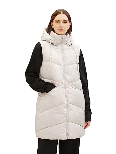 TOM TAILOR Damska kamizelka pikowana Longstyle, 16339-Clouds Grey, XL