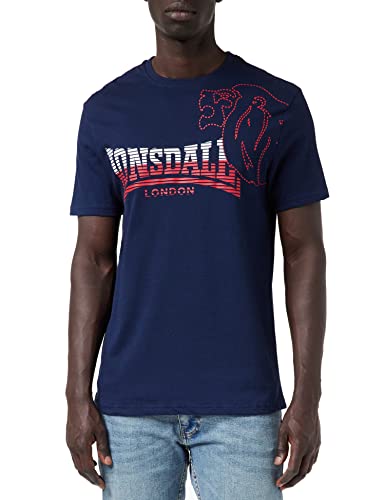 Lonsdale Męski T-shirt Melplash, navy/red/white, M
