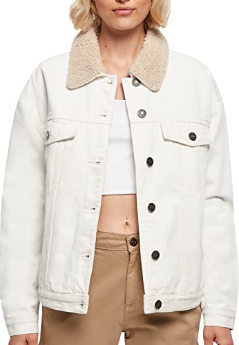 Urban Classics Damska kurtka jeansowa oversize Sherpa, Złamana biel surowa, L
