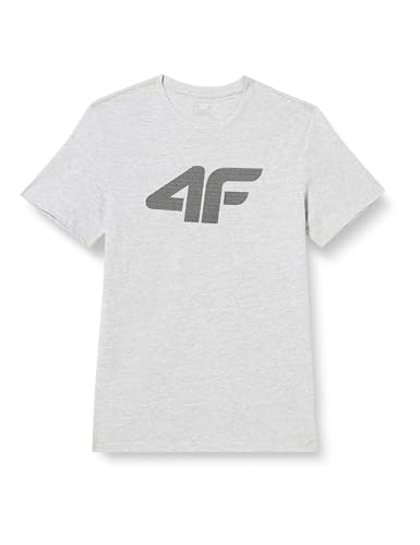 4F Męski T-shirt męski Tsm353, Cold Light Grey Melange, M, Cold Light Grey Melange, M