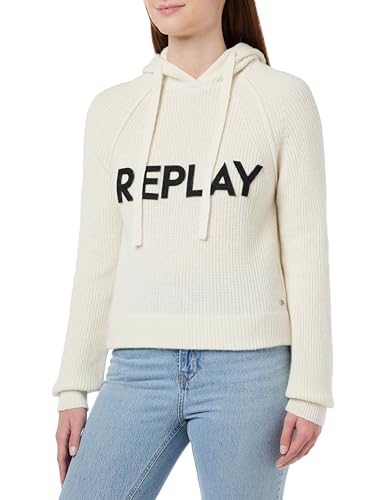 Replay Damska bluza z kapturem, 772 Pearl Grey, XXS