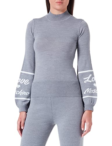 Love Moschino Damski top turtleneck, Melange Dark Grey, 46