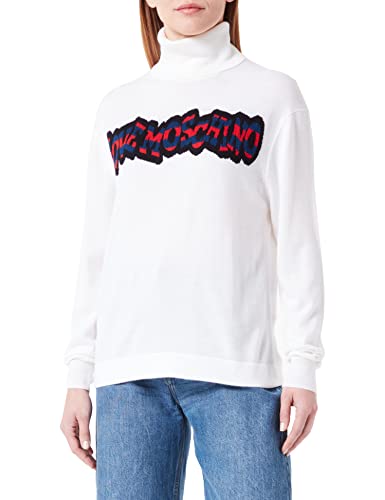 Love Moschino Damski sweter z długim rękawem z paskami, optical white, 40