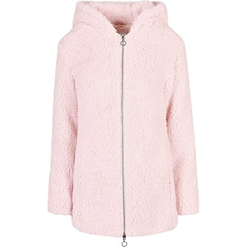URBAN CLASSICS damska kurtka z kapturem Sherpa, normalny krój, długi rękaw, 2 kieszenie boczne, 100% poliester, kolory : czarny, beżowy, rozmiary: XS - XL, Różowy, XS