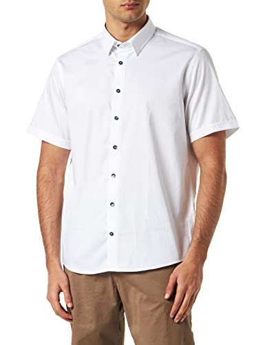 bugatti Męska koszula 9850-38520 z kołnierzem button-down, biała-10, regularna, biały-10, 3XL