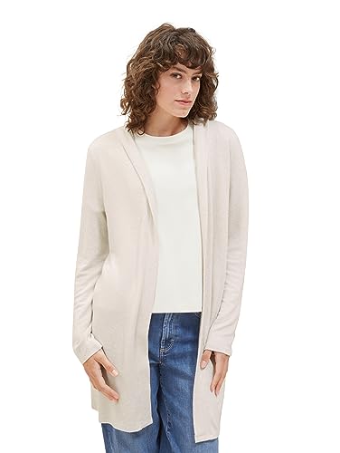 TOM TAILOR Damska koszulka z długim rękawem, kardigan z kapturem, 32398-Clouds Grey Melange, M