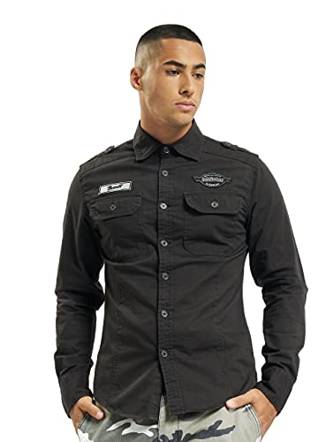 Brandit Męska koszula Luis Vintageshirt, Czarny, 4XL
