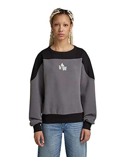 G-STAR RAW, Damski sweter z grafiką, Wielokolorowy (granit/Dk czarny blok kolorów D21257-c876-d018), L
