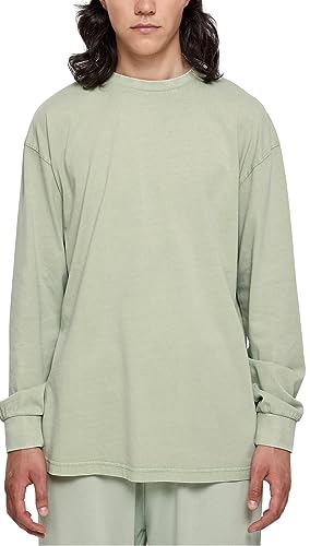 Urban Classics Męska koszulka z długim rękawem Heavy Boxy Acid Wash, Vintage Green, L
