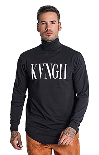 Gianni Kavanagh Męska kurtka z dzianiny Black Lucifer Turtleneck, czarny, L