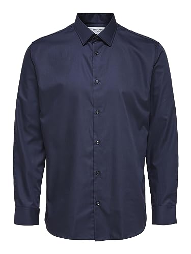 SELECTED HOMME BLACK Męska koszula Slhslimethan Ls Classic B Noos, Peacoat, M