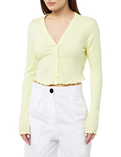 NOISY MAY Damski kardigan Nmdrakey L/S Cropped Fwd Noos, Pale Lime Yellow, L