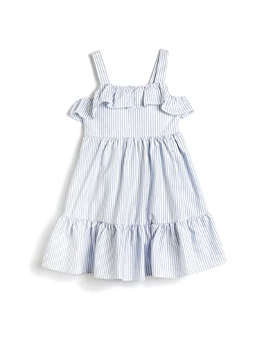 Koton Girls's Strappy Ruffle Lined Cotton Blend Dress, Niebieski pasek (6s3), 5-6 Lat