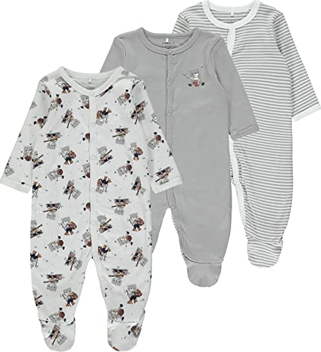 NAME IT Piżama dziecięca NBNNIGHTSUIT 3-pak, bawełna organiczna, ALLOY, 92
