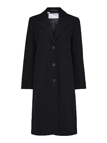 SELECTED FEMME SLFALMA Wool Coat NOOS długi płaszcz, czarny, 40, czarny, 40