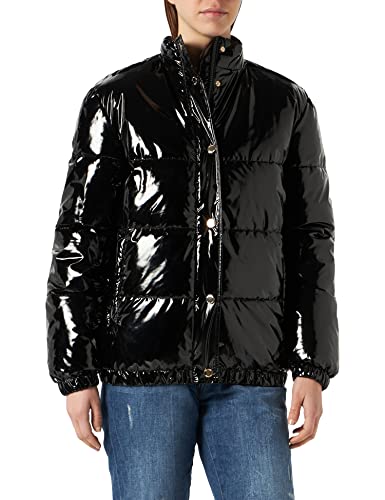 Love Moschino Shiny Coated Nylon Wyściełana kurtka z Mini Serce Allover Lining Kurtka damska, czarny, 40