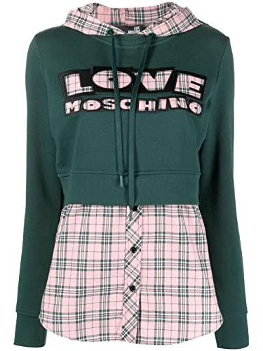 Love Moschino Damska bluza o kroju slim fit z długim rękawem Spersonalizowana z logo Maxi Brand Embroidery. Bluza, Pink Green, 40
